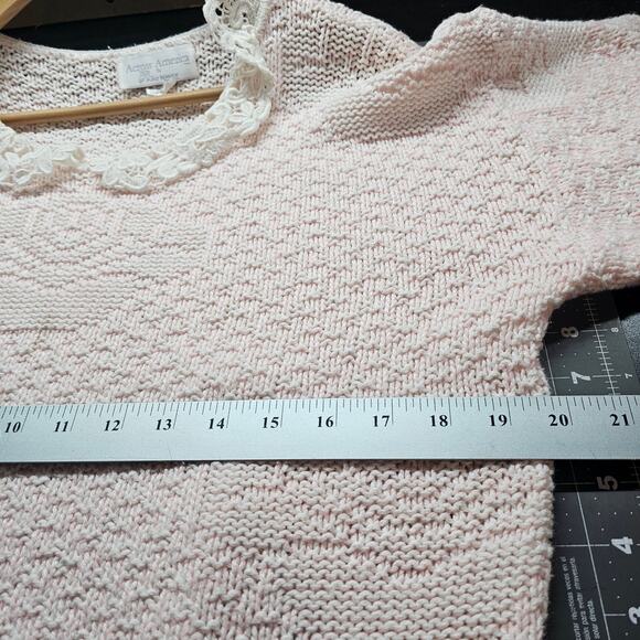 Vintage Lace Sweater Womens Large Pastel Pink 90s Glam Coquette Retro Cottage - Picture 8 of 10